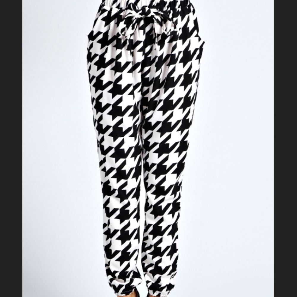 Houndstooth pants.